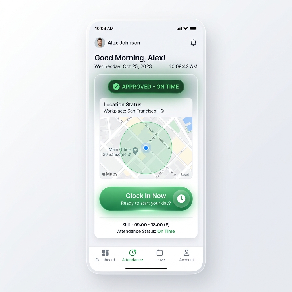 Employee Clock-In Mobile View